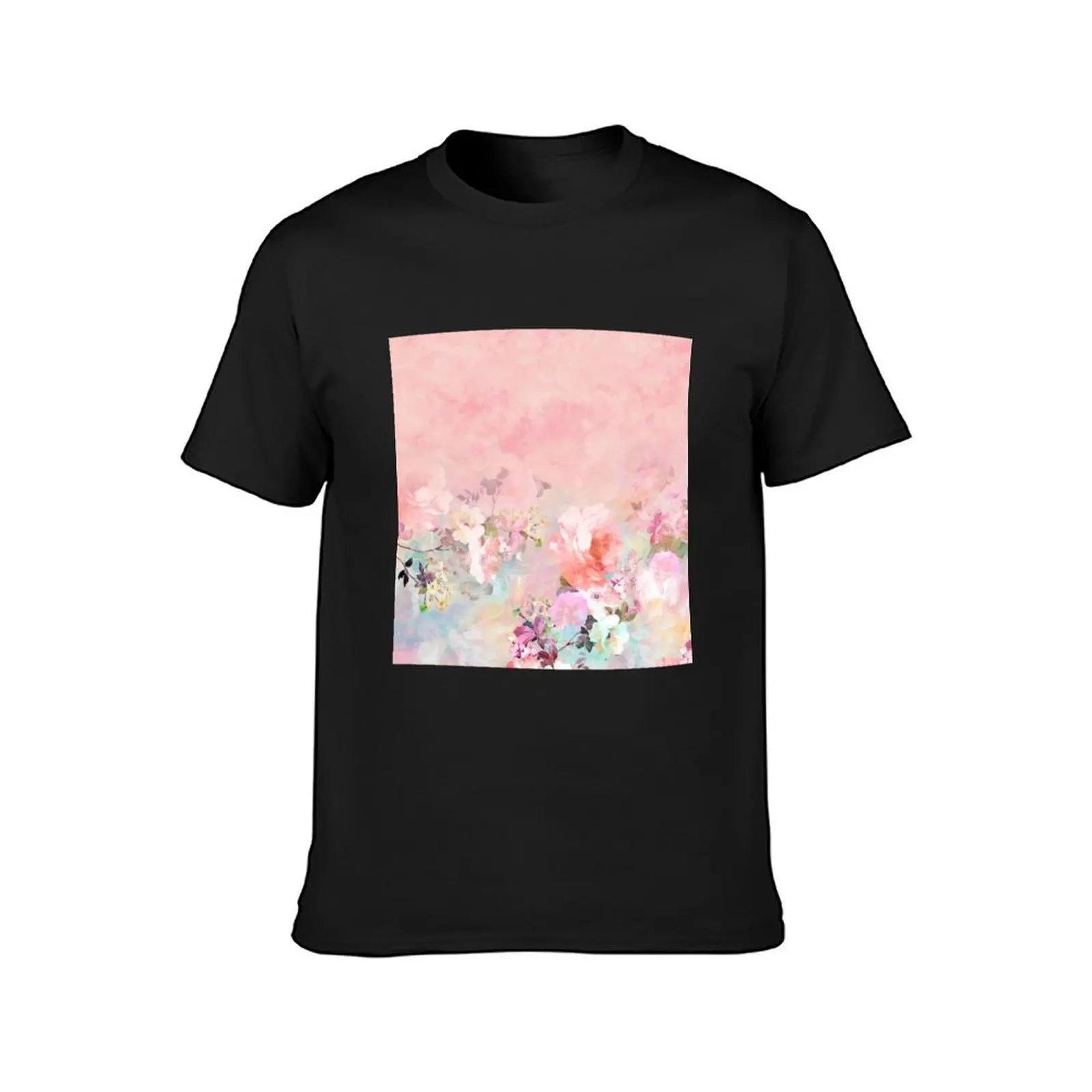 Pastel blush watercolor ombre floral watercolor T-Shirt heavyweights blanks plus sizes summer top heavyweight t shirts for men