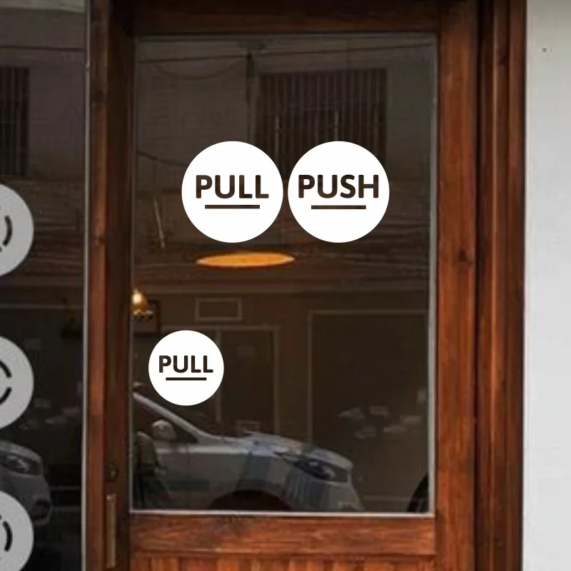 

Push Pull Door Sign Entrance Exit Vinyl Decal Sticker , Bathroom Door Shop Window Salon Cafe Restaurant Office Vinyl Sign