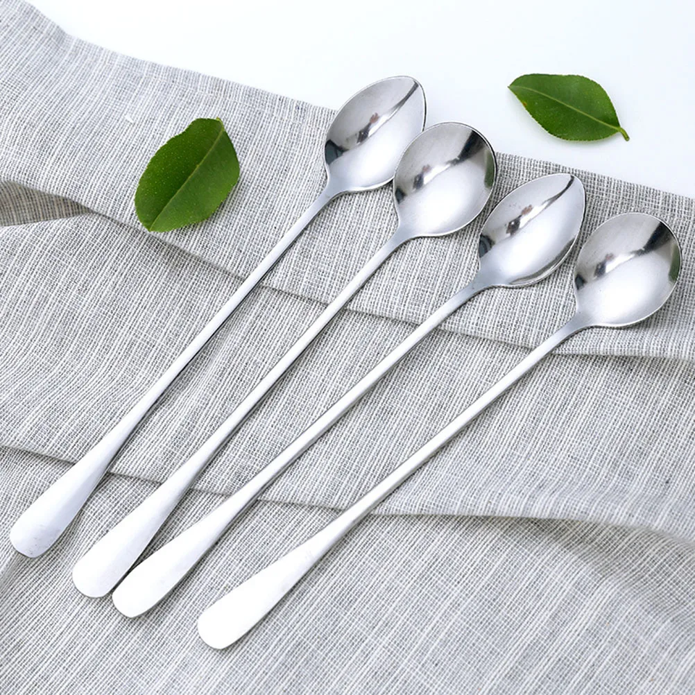 

5 Pcs Pointed Spoon Coffee Stainless Steel Kitchen Utensils Personality Tableware Silver Classic Long Handle