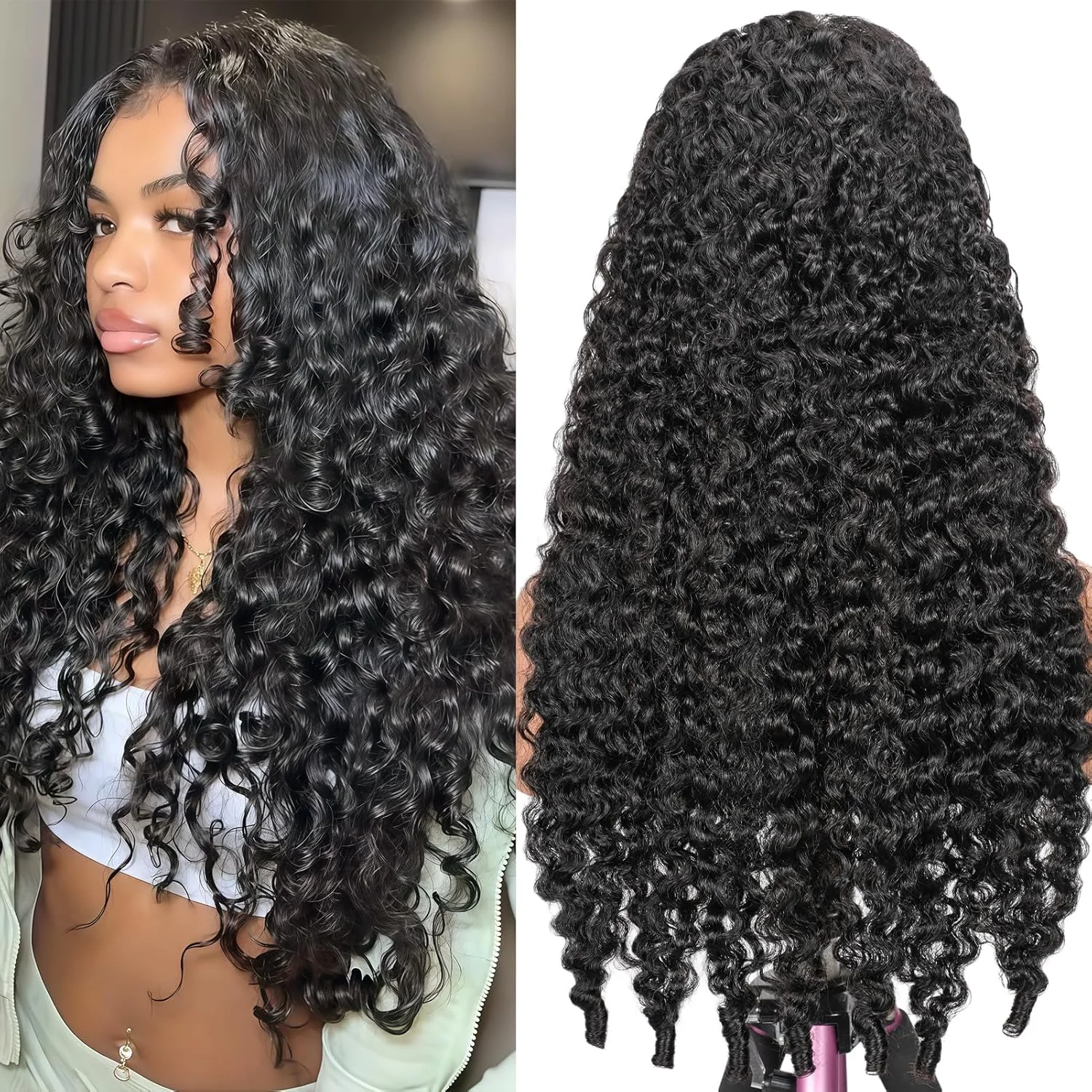 

Burmese Curly Human Hair Wig Vietnamese Hair Transparent 13x6 Lace Frontal Wigs Human Hair 200% Density For Women