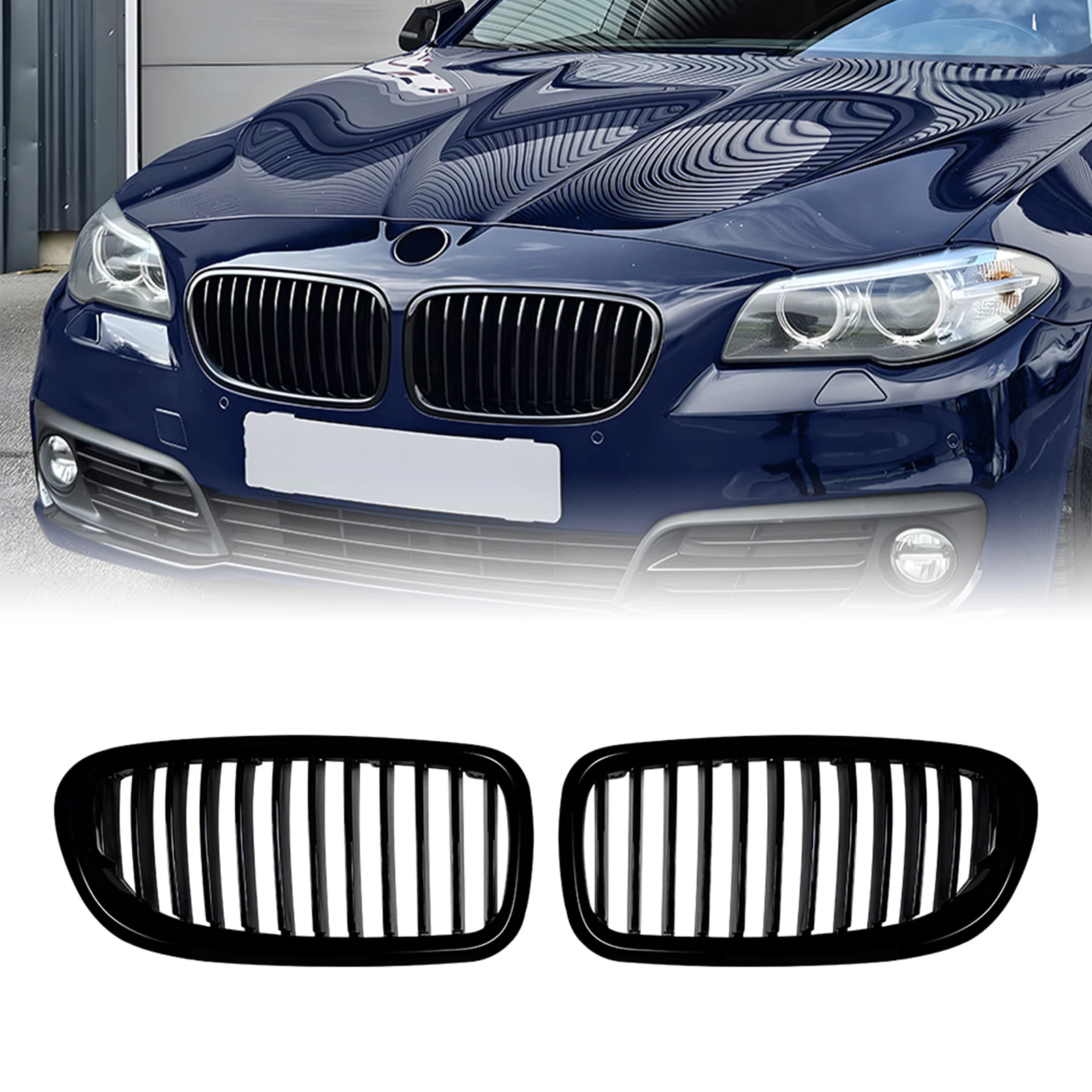 

Решетка Racing Grill для BMW 5 серии F10 F11 520i 525i 528i 530i 535i 550i 2011-2017 Верхний бампер Капот Сетка Передняя решетка почек