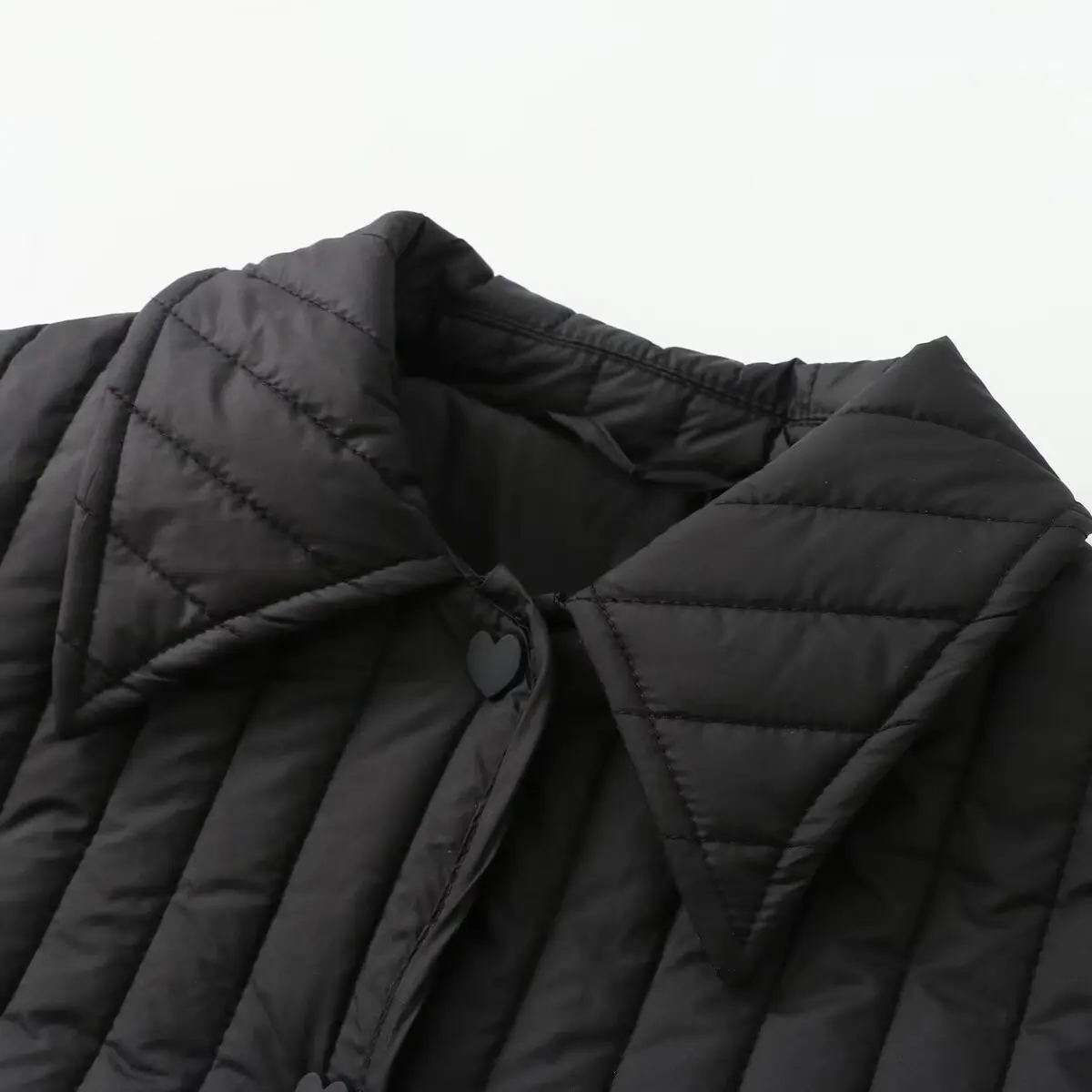 Chaqueta corta de algodón con botones en forma de corazón y solapa de rayas verticales holgadas a la moda de dos colores para mujer