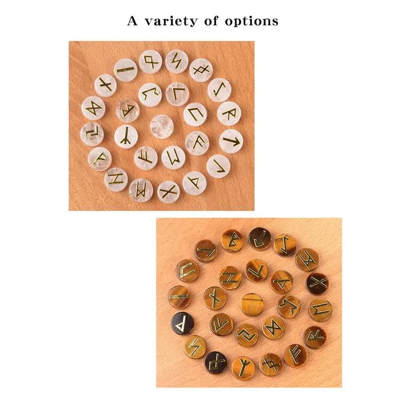 ABXF-25Pcs Jadestone Runes Set,Viking Rune Symbols For Divination & Fortune-Telling,Occult Supplies For Altar