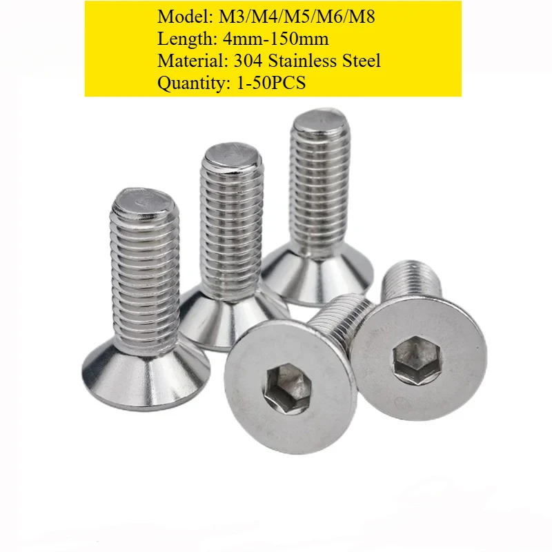 1–50 Stück Flachkopf-Maschinenschrauben M3 Innensechskantschraube 4 mm–150 mm Befestigungsschrauben aus Edelstahl 304 M3x4 M3x5 M3x6 M3x8 M3x10 m3x1