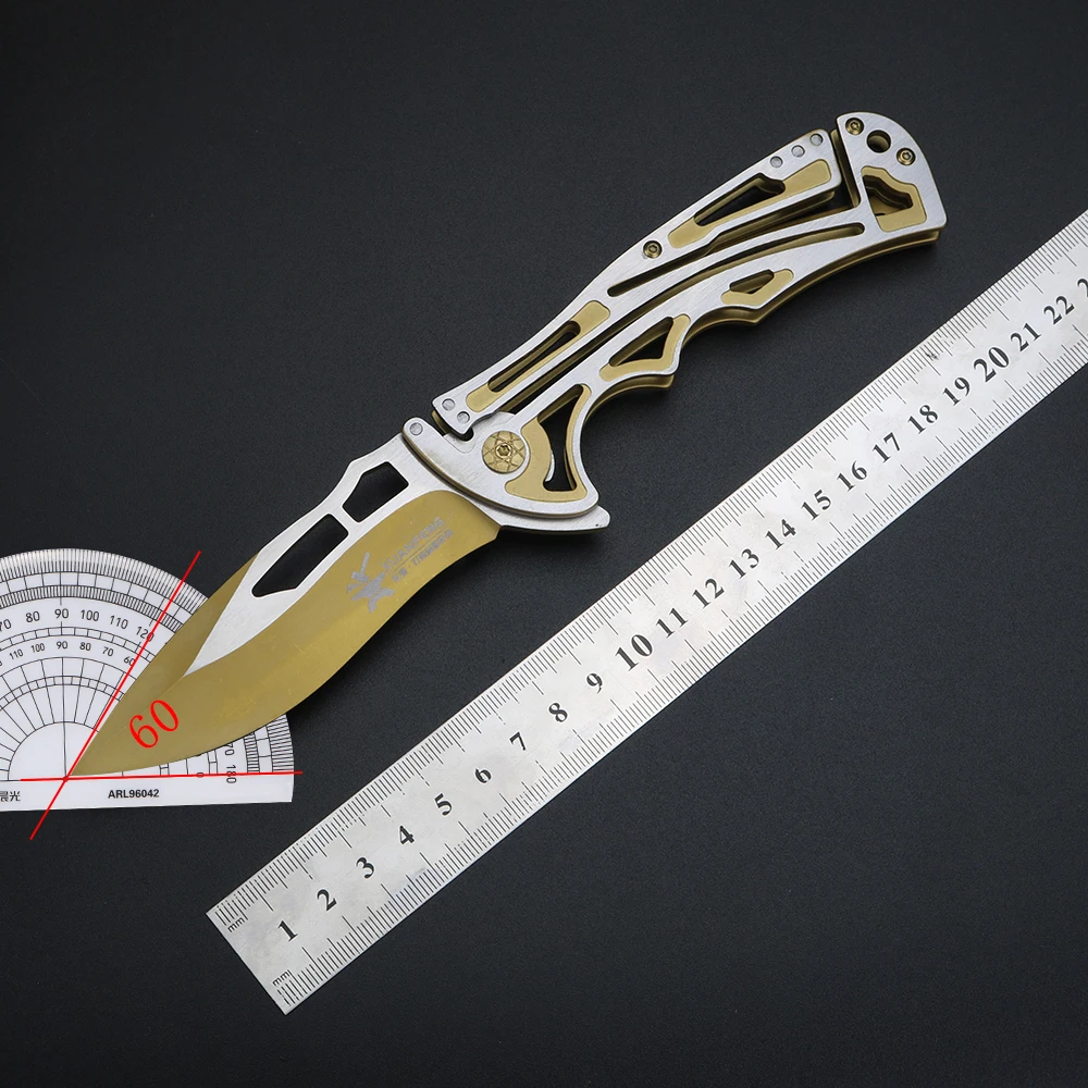 XUANTENG Golden Outdoor Folding Knife, Carry Anywhere Camping, Barbecue, Fruit Knife, Multi functional EDC Knife
