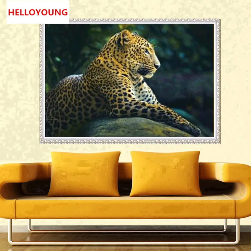 

YGS-485 DIY Full 5D Diamond Embroidery The leopard Round Diamond Painting Cross Stitch Kits Diamond Mosaic home Decoration