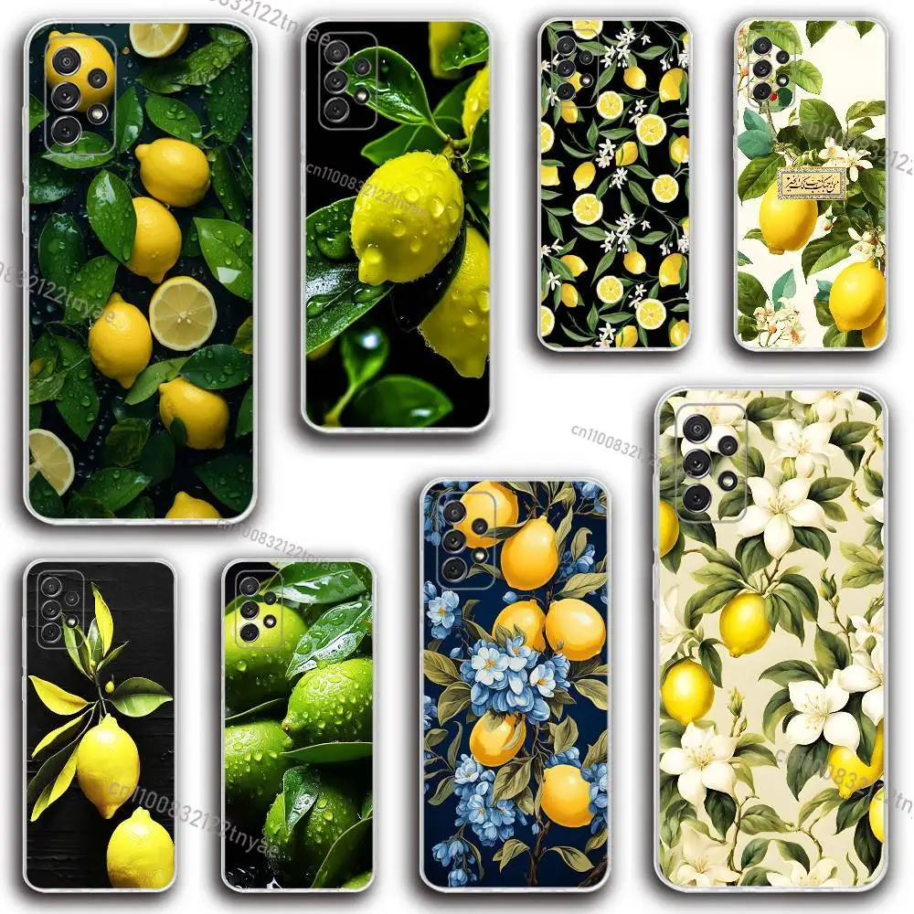 

Retro Fruit lemon Phone Case Silicone For Samsung S30,23,21,22,20 FE lite,S10,9,PIus Note20ultra Soft Transparent