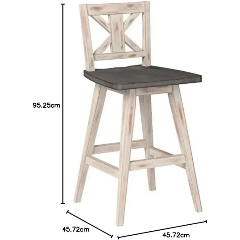 Amsonia Counter Altura Swivel Barstool, Branco e Preto, Conjunto de 2