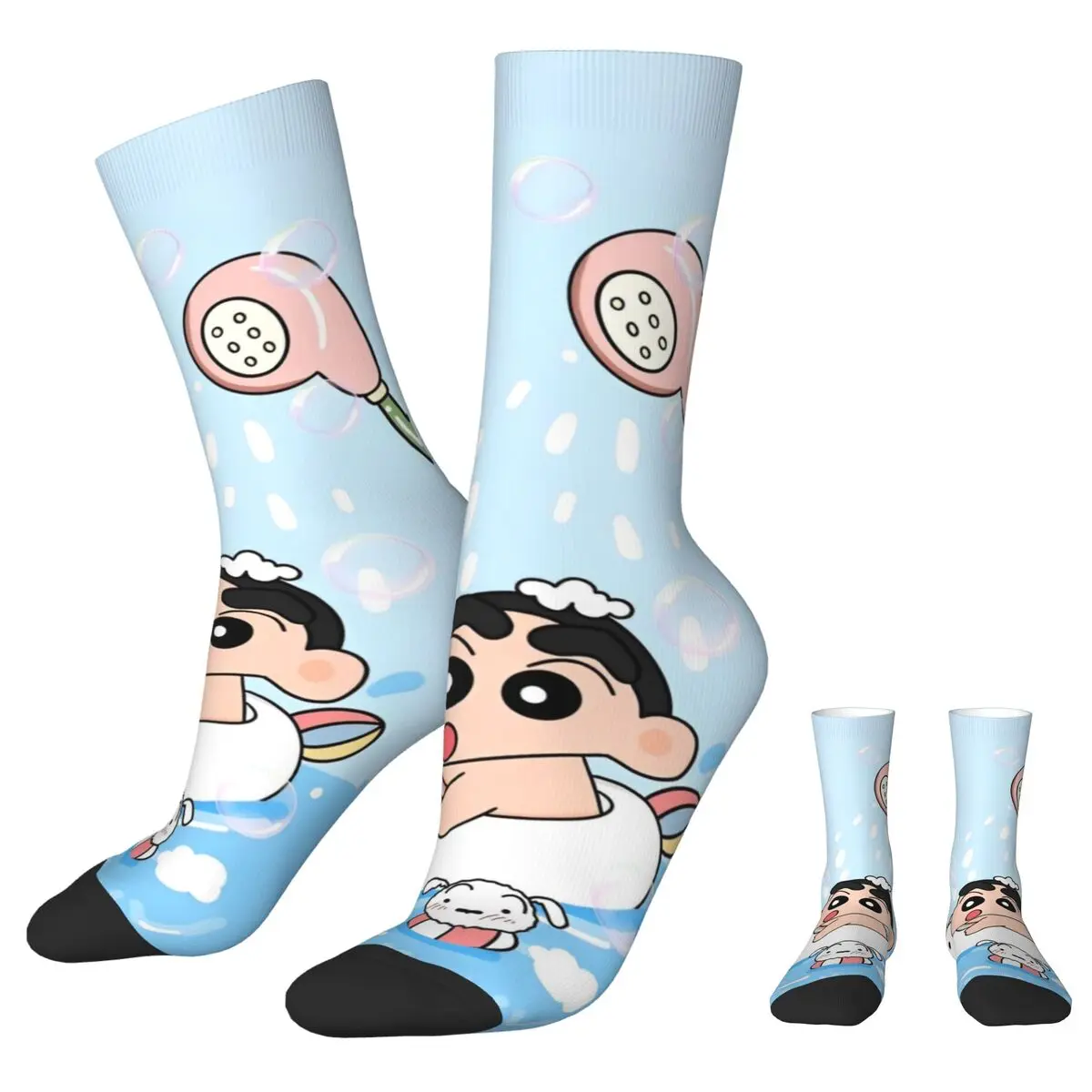 Crayon Shin-chan Bathing Swim Socks Men's Women's Polyester Funny Happy Japanese Anime Sock Harajuku Spring Summer Autumn Winter