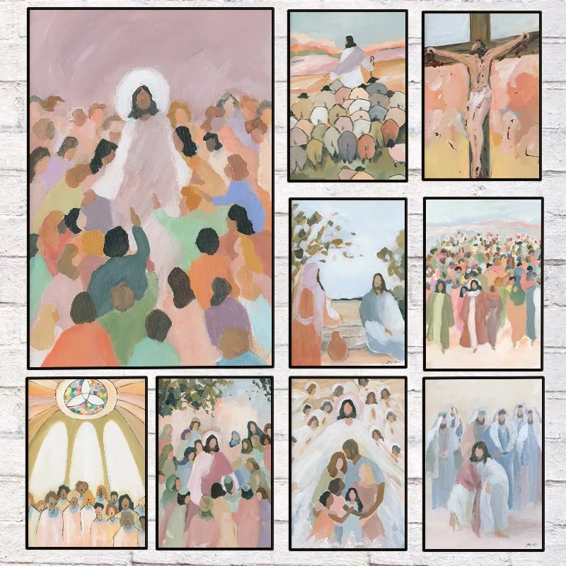 Jesus Followers Church Leaders Worship Poster Colourful Christian Church Artwork Canvas Painting Wall Art Room Home Decor Gif