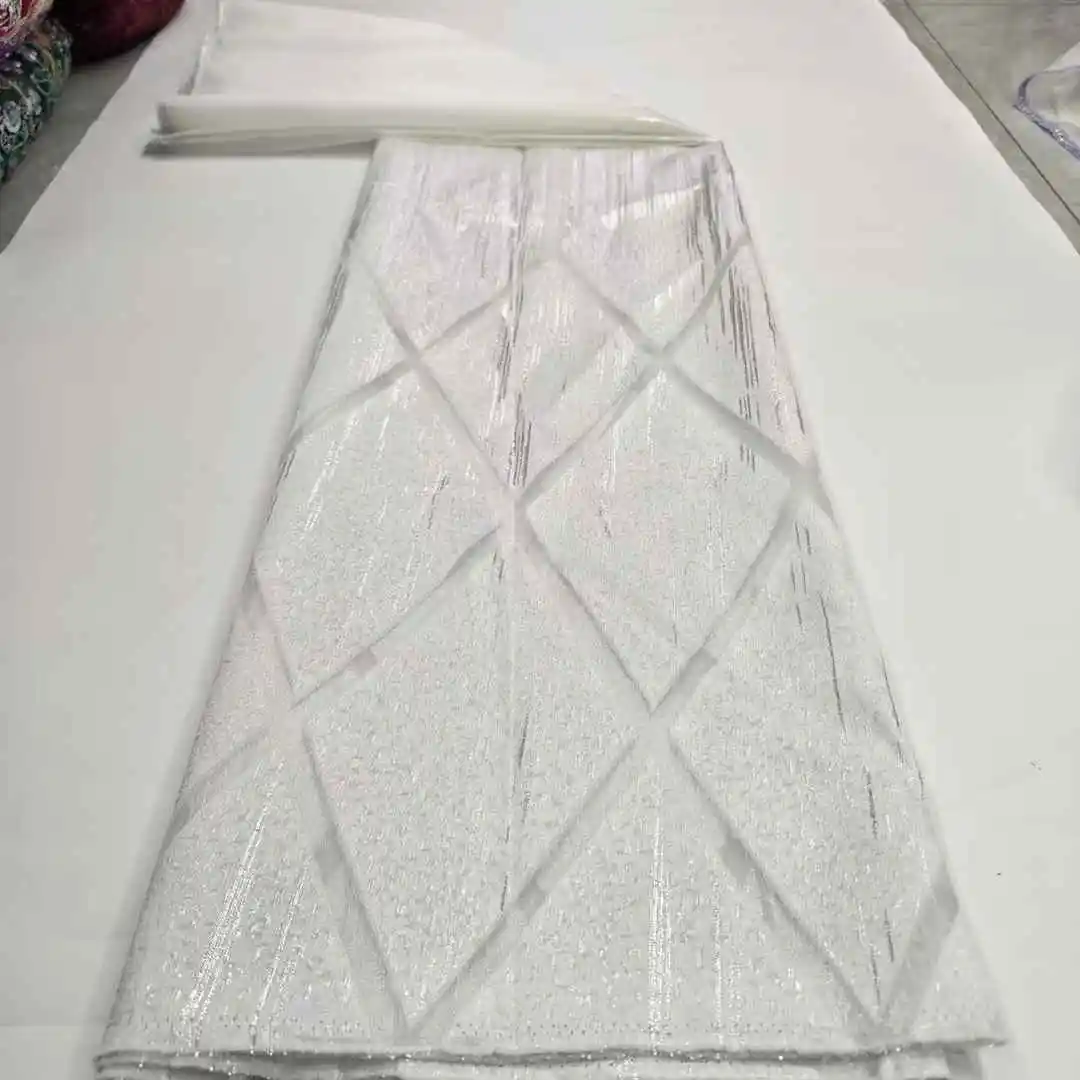 

African Nigerian Tulle Lace Fabric, Organza Embroidery Party Gown Dress Brocade Jacquard Wedding，5Yard,High Quality,2025