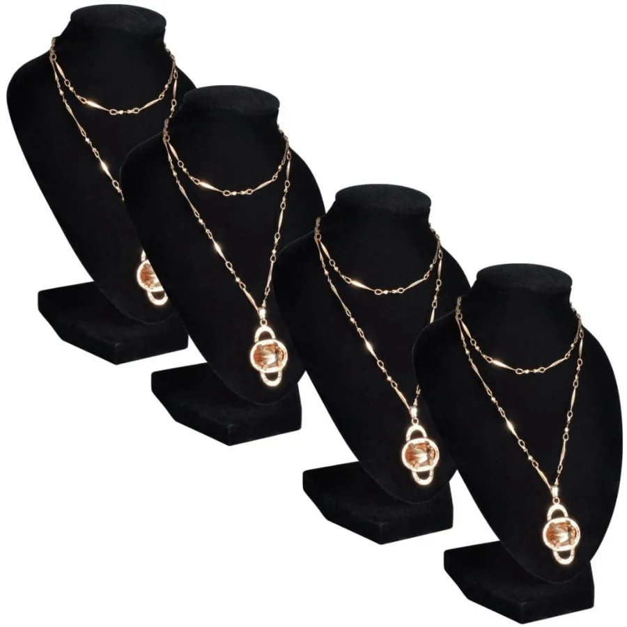 

Flannel Jewelry Holder Necklace Bust Black 3.5 x 3.3 x 6 4 pcs