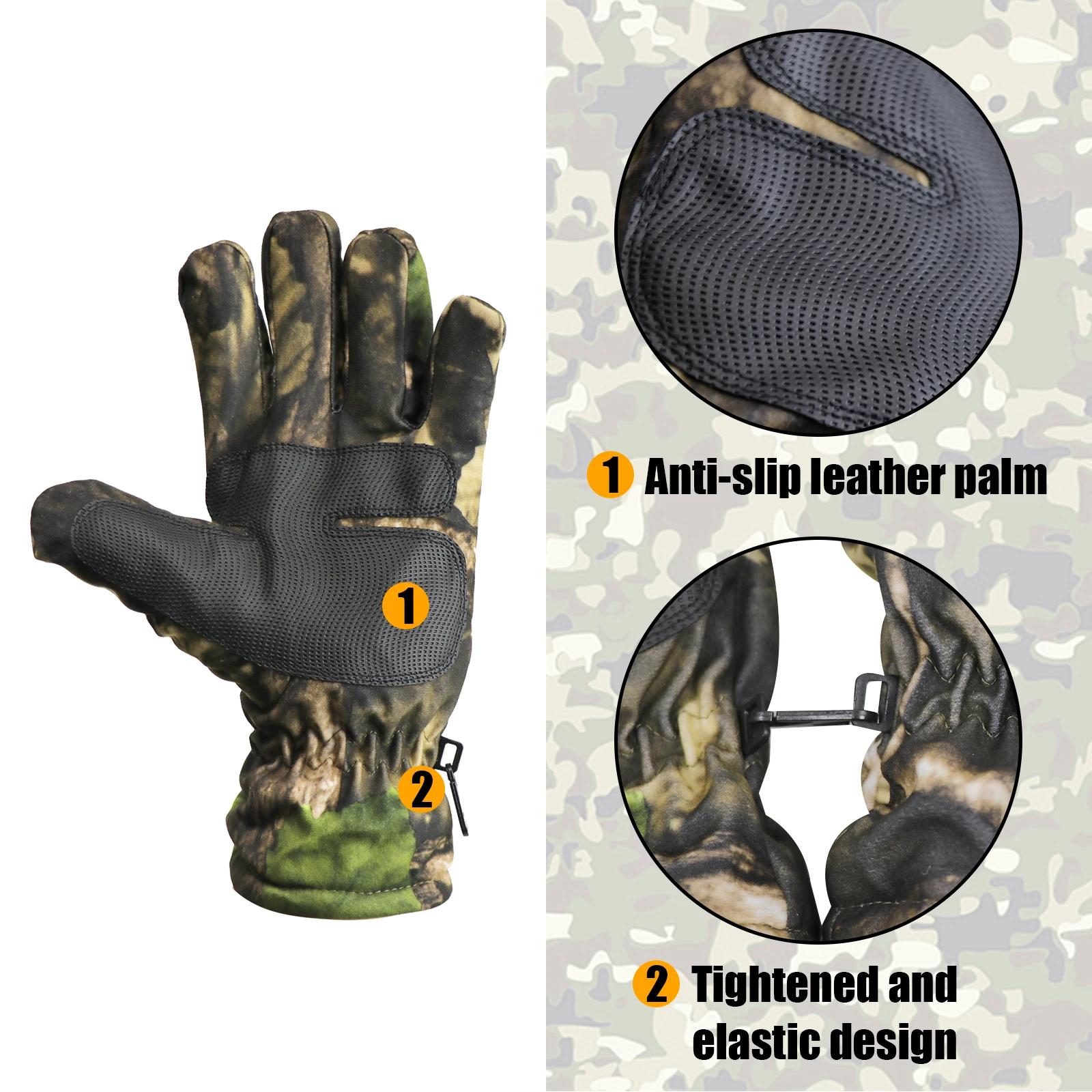 Hunting Gloves Winter Camouflage Non-slip Waterproof Warm Touch Screen Windproof Gloves for Shooting Fishing Camping Hunting