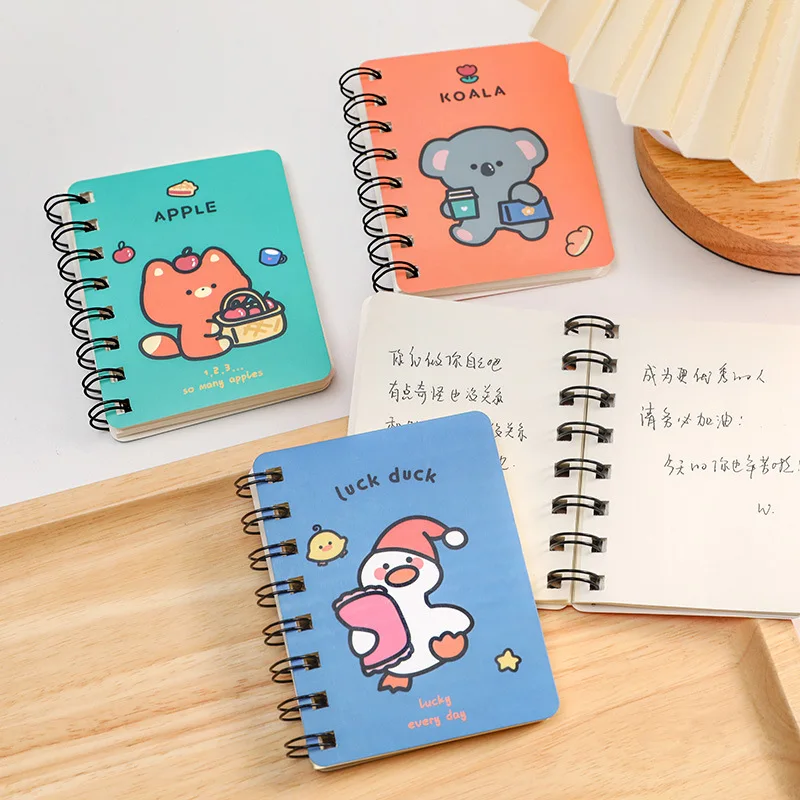 A7 Small Coil Book Travelers Notebook  Kawaii Cartoon Students with Mini Blank Notebook Study Office Pocket Notepad