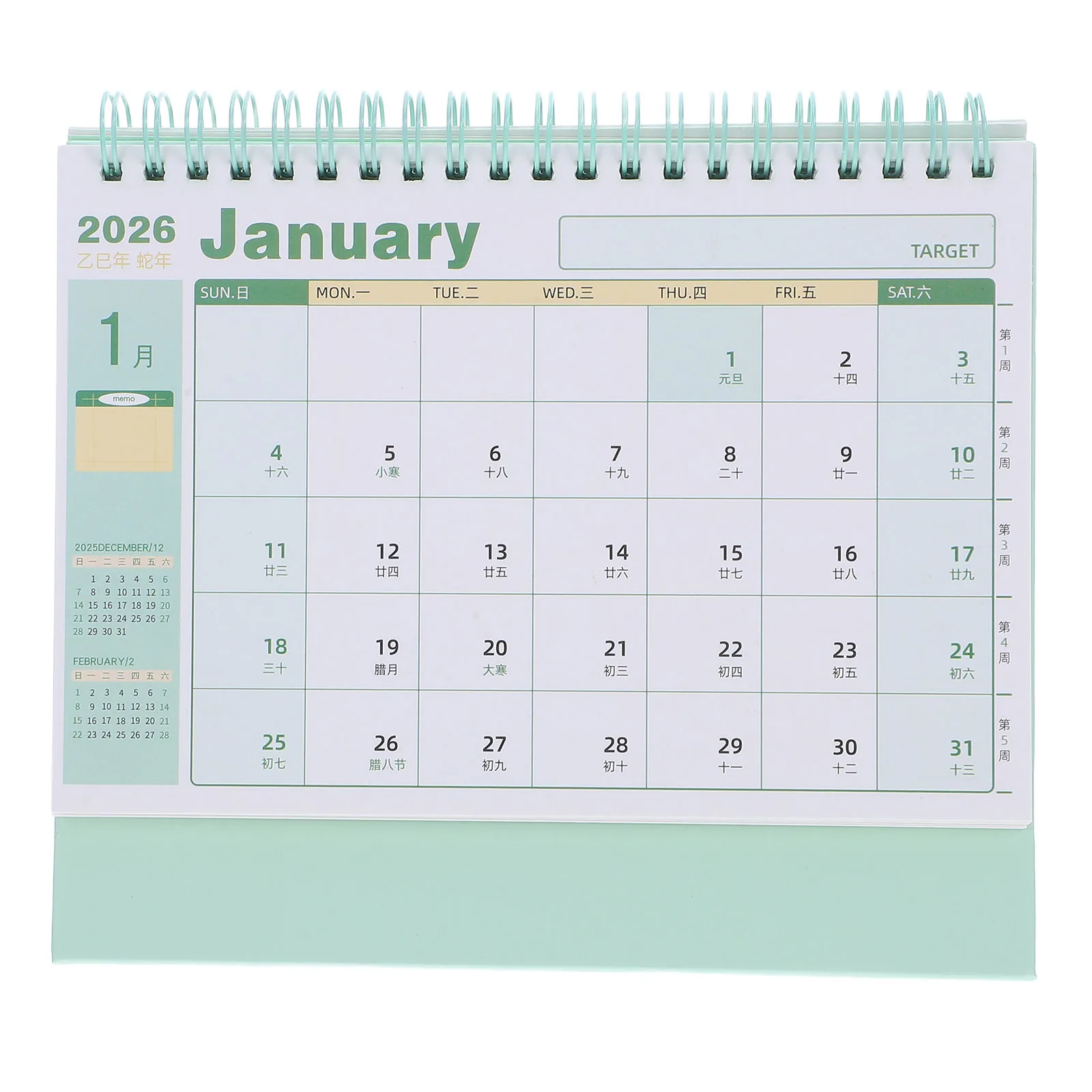 

2026 Desk Calendar Coil Binding Daily Flip Planner 12-Month Standing Table Calendar Office Home Time Management