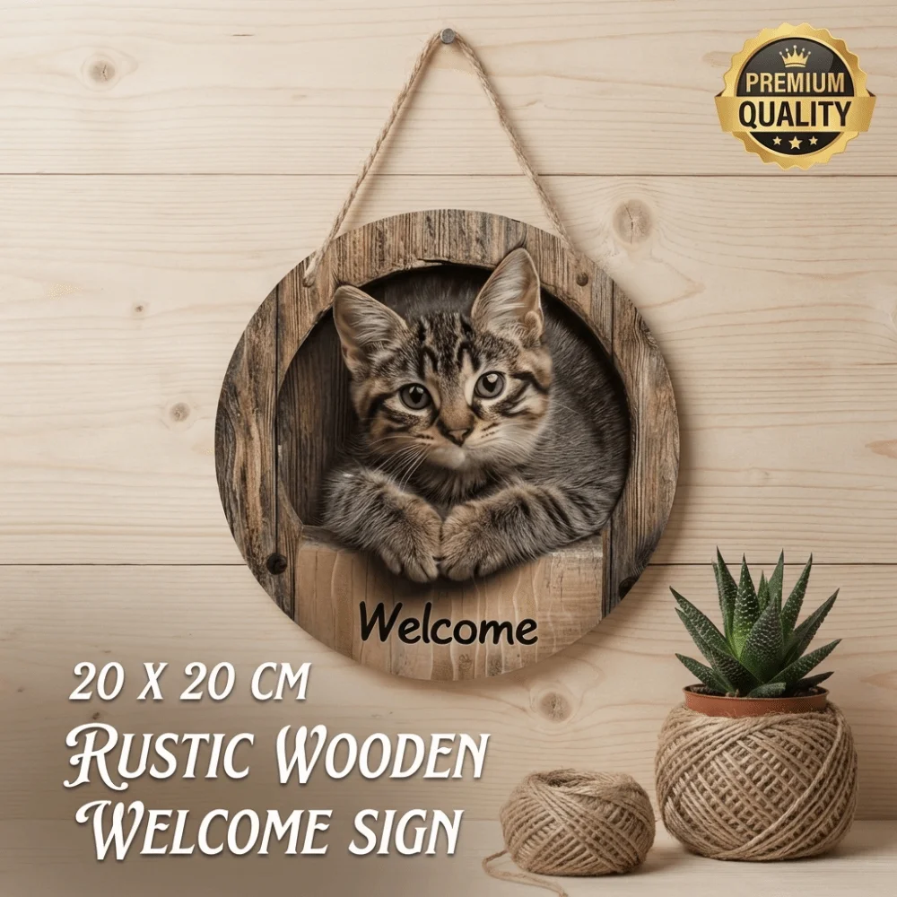 Retro 2D Flat Hanging Wooden Sign Round Magical Coffee Sign Door Hanging Pendant WC Garden Decoration Restaurant