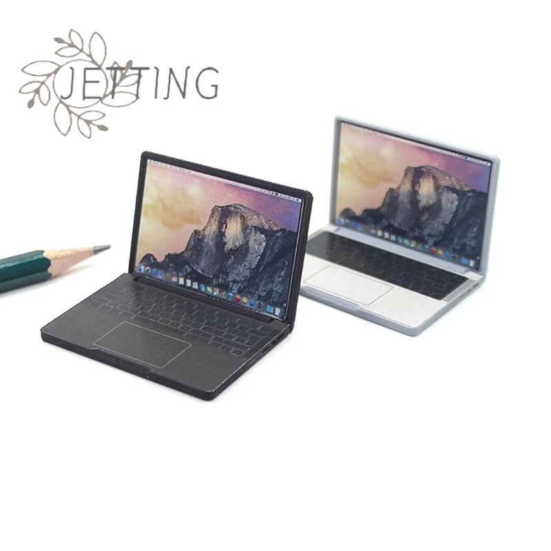 Mini ordenador portátil de simulación 1:12, casa de muñecas en miniatura, artesanías de aleación, decoración para casa de muñecas, accesorio DIY