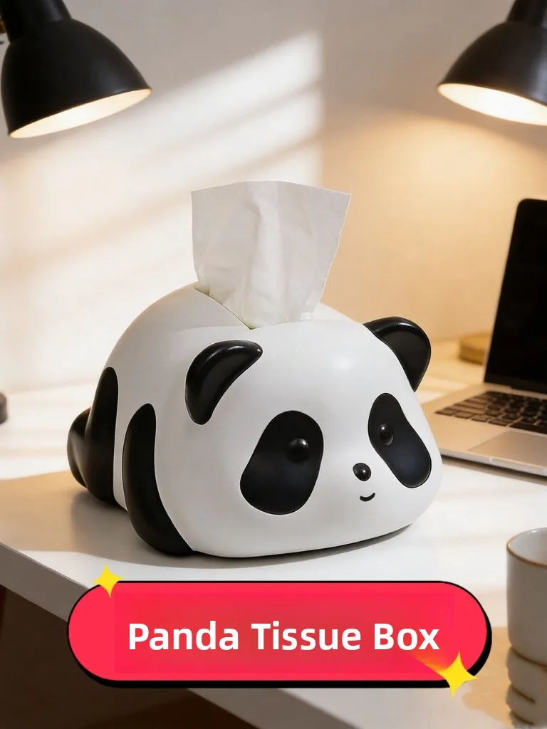

Panda Design Tissue Box Creative Fashion Living Room Coffee Table Dining Table Decorative Item Drawer Style Storage Box