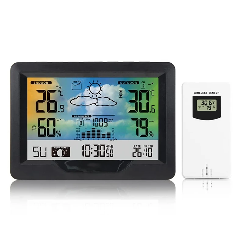 Wireless Weather Station With Outdoor Sensor Color Weather Station Digital Colour Display Weather Station