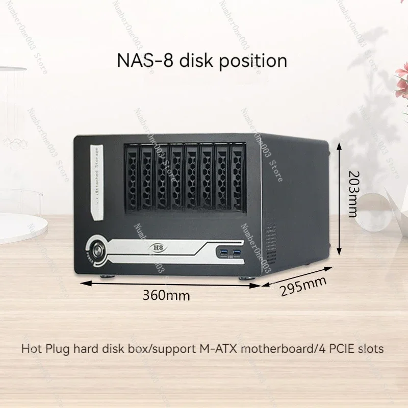 NAS Case 8 HDD Support M-ATX Motherboard Cloud Date Storage Optional USB 3.0