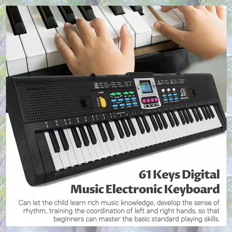 2X MQ 61-клавишное электронное пианино, цифровая музыка, электронная клавиатура, музыкальный инструмент, подарок с микрофоном