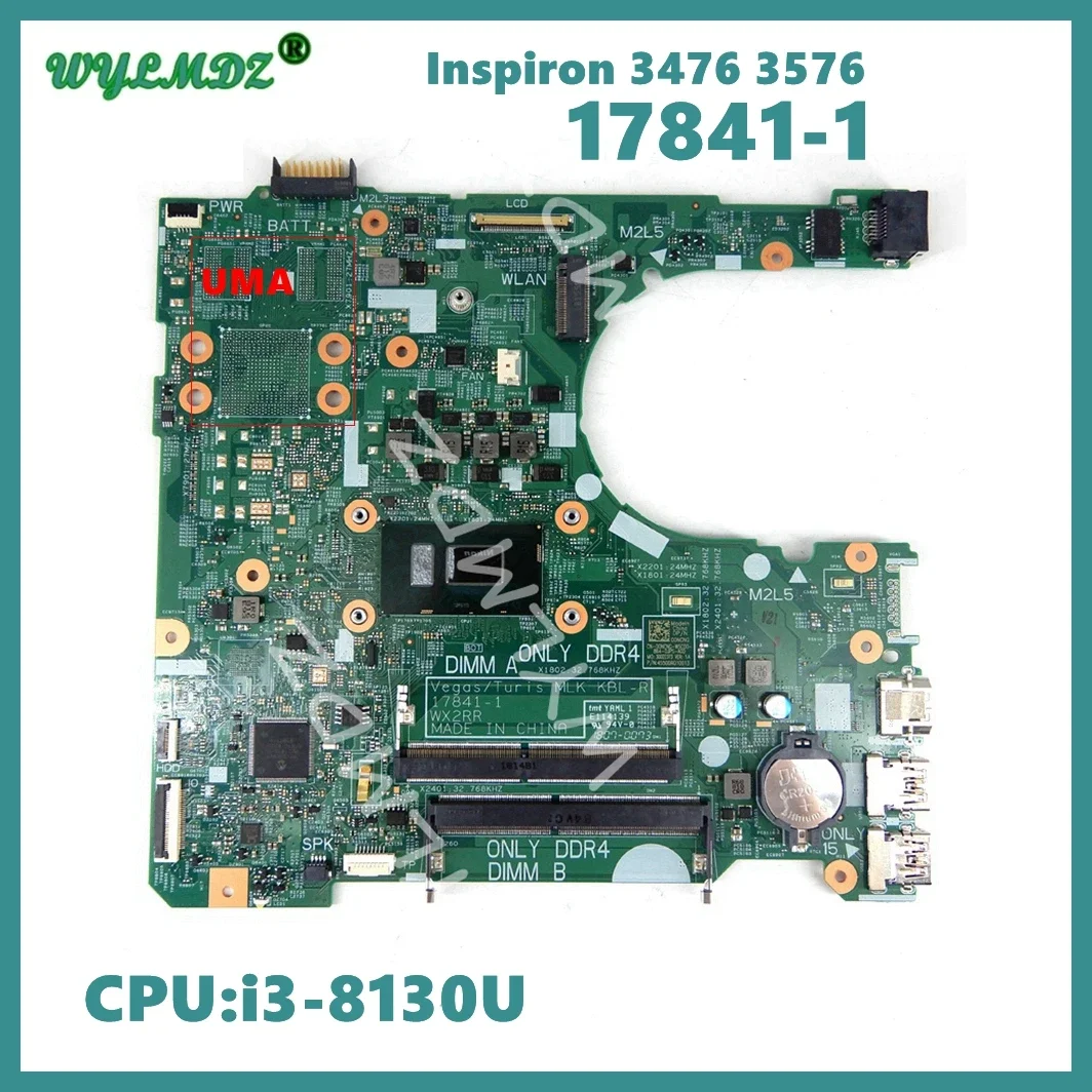 

17841-1 With i3-8130U CPU Laptop Motherboard For Dell Inspiron 3476 3576 Mainboard CN: 07CYM7 100% Tested OK