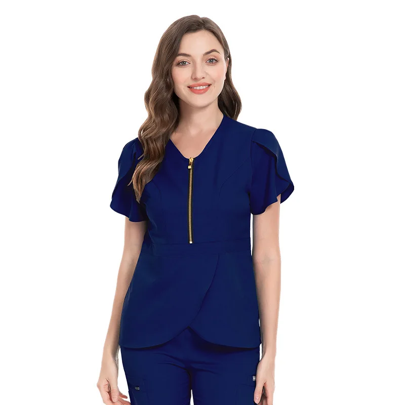 Unisex monocromático operacional uniforme, desgaste das mulheres, conjuntos elegantes esfrega, ternos hospitalares, tops e calças, enfermeiros acessórios, atacado