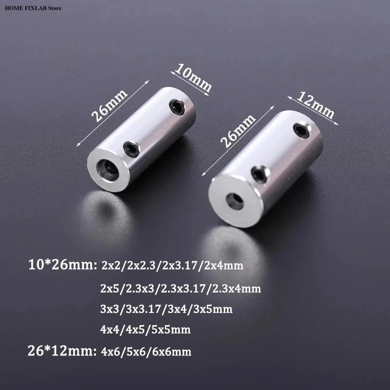 Screws Included! Aluminum Rigid Alloy Coupling Motor Shaft Coupler for RC Car Boat, Metal Drive Shaft Joint 2mm-6mm