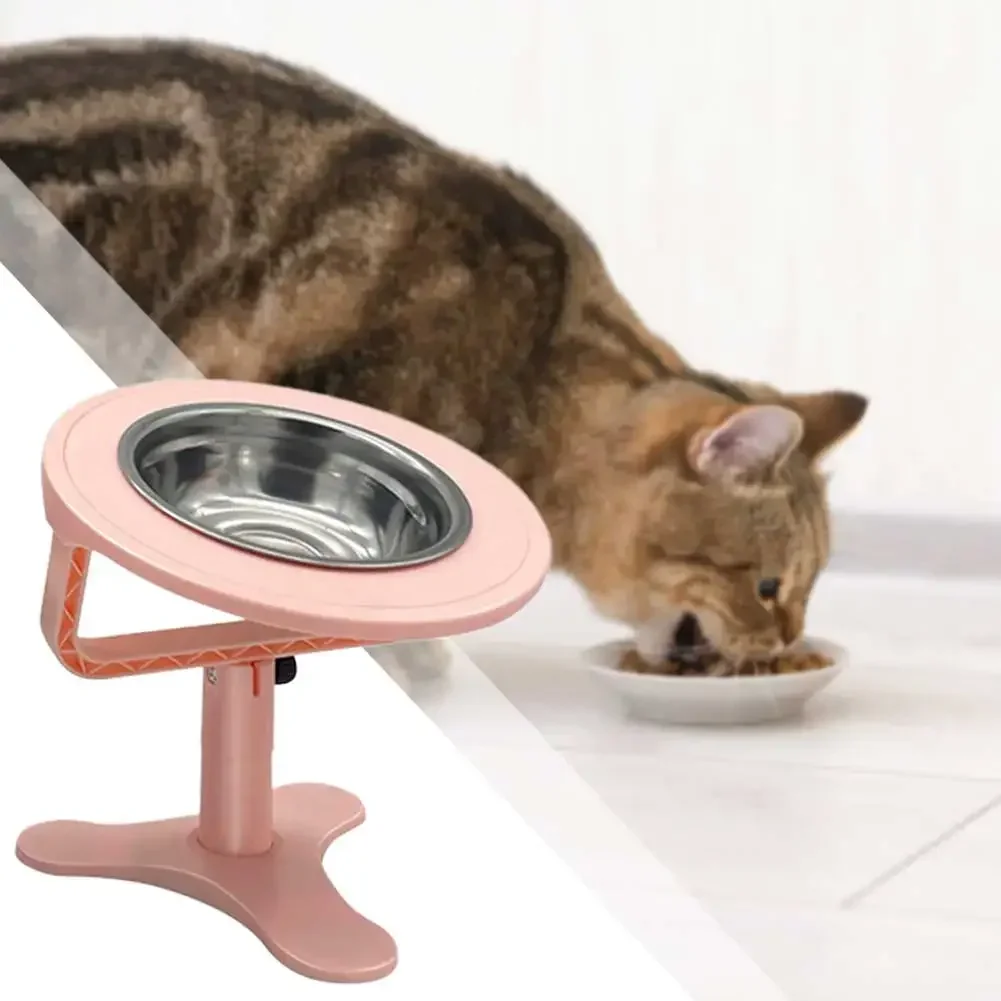 Elevated Cat Bowl Stand with 3 Adjustable Heights 15°Tilted Feeder Stand for Dogs Non-Slip and Portable Pet Bowl Rack Dog Stuff