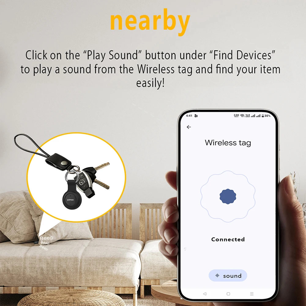 جهاز تعقب GPS صغير مكتشف محدد المواقع الذكي مناسب لنظام Android Find Locator مع بلوتوث Google Find My Device Anti Loss Finder