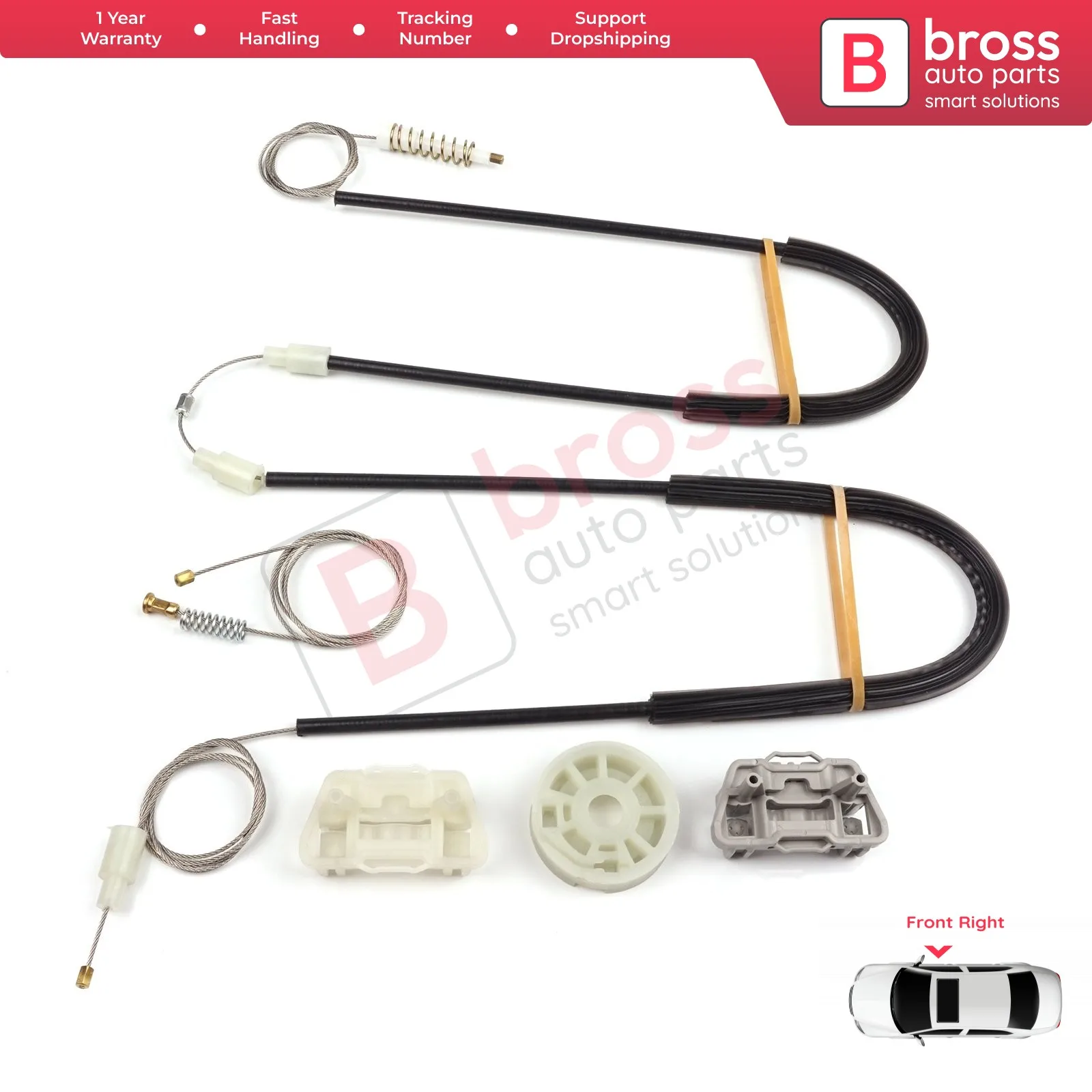 Bross Auto Teile BWR551 Elektrische Power Fensterheber Reparatur Kit Vorne Rechts Tür für Ford Focus Coupe 1998- 2005 top Shop