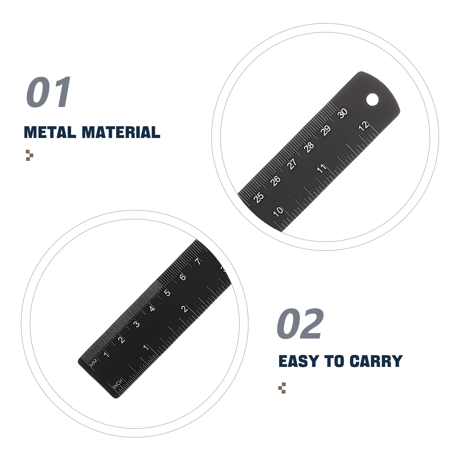 2pcs Aluminum Alloy Ruler 30Cm Straight Edge For Woodworking Drafting Engineering Measuring Tool