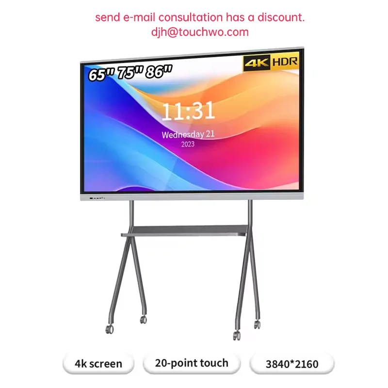 65 75 86 Zoll Smart Board für Klassen zimmer und Konferenz, digitales elektronisches Whiteboard 4k HD Touchscreen interaktiver Fernseher am Rad