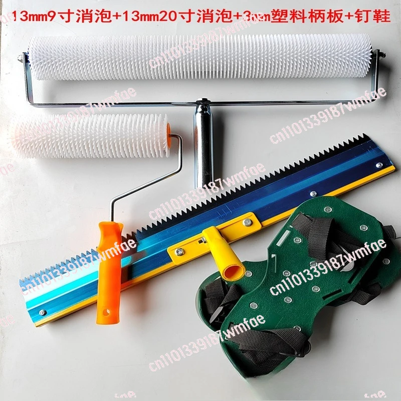 Self-Leveling Epoxy Floor Kit with Spike Shoes & Roller for Smooth Cement Coating
