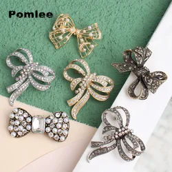 Pomlee Black Color Rhinestone Bow Brooches for Women Large Bowknot Brooch Pin Vintage Fashion Jewelry Winter Accessories