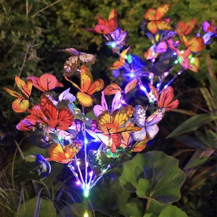 

Solar Simulation Flower Butterfly Lawn Light Ground Plug Lamp Lawn Light Holiday Garden Decor Outdoor Wedding Christmas Decor