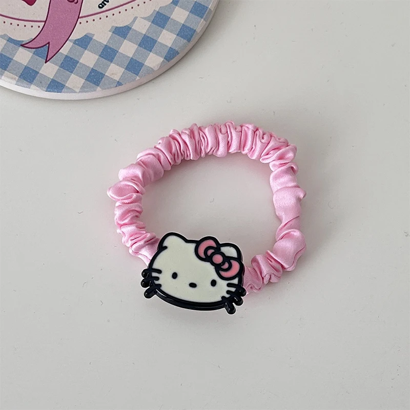 Sanrio Kawaii Hello Kitty Y2K Scrunchie Girl Heart Cute Cartoon Anime Hair Accessories Lovely Kitten Rubber Band Tide Kid Gift