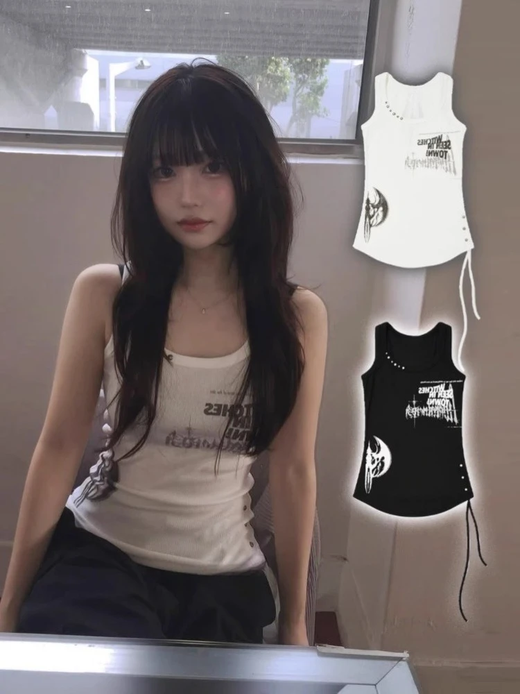 

Летний нижний жилет-бретелька для женщин, новинка 2025, облегающий топ на шнуровке, модные универсальные топы без рукавов Y2k, Mujer