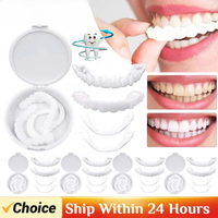 1-5Sets Fake Teeth Cosmetic Denture Upper Lower Temporary Fit Smile Veneers False Teeth Brace Cover Upper False Tooth Cover Snap