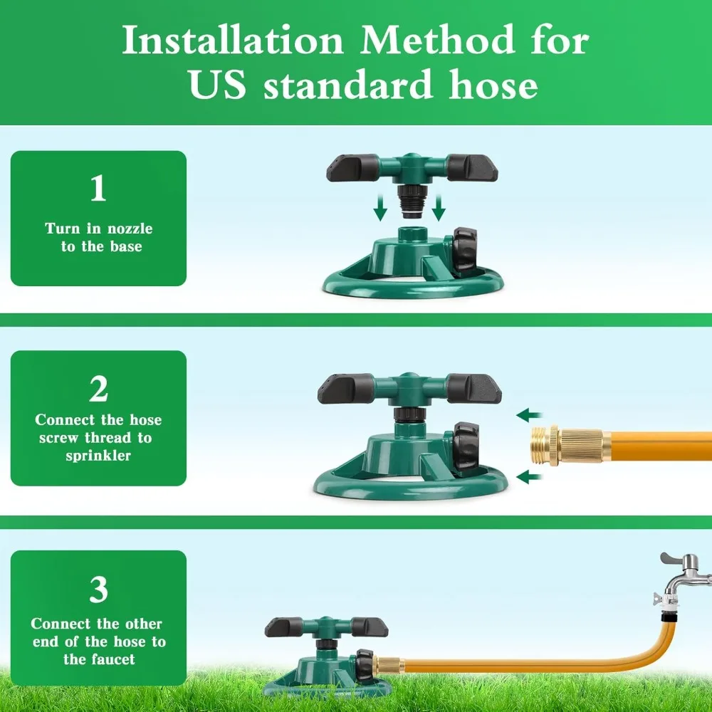 Sprinkler für den Garten, Wassersprinkler für Rasen, 360-Grad-drehbarer Rasensprinkler für den Garten, große Fläche, Sprinkler für Kinder, Haustiere