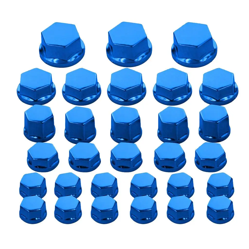 30Pc Motorcycle Nut Screw Cover for Yamaha for Kawasaki Blue