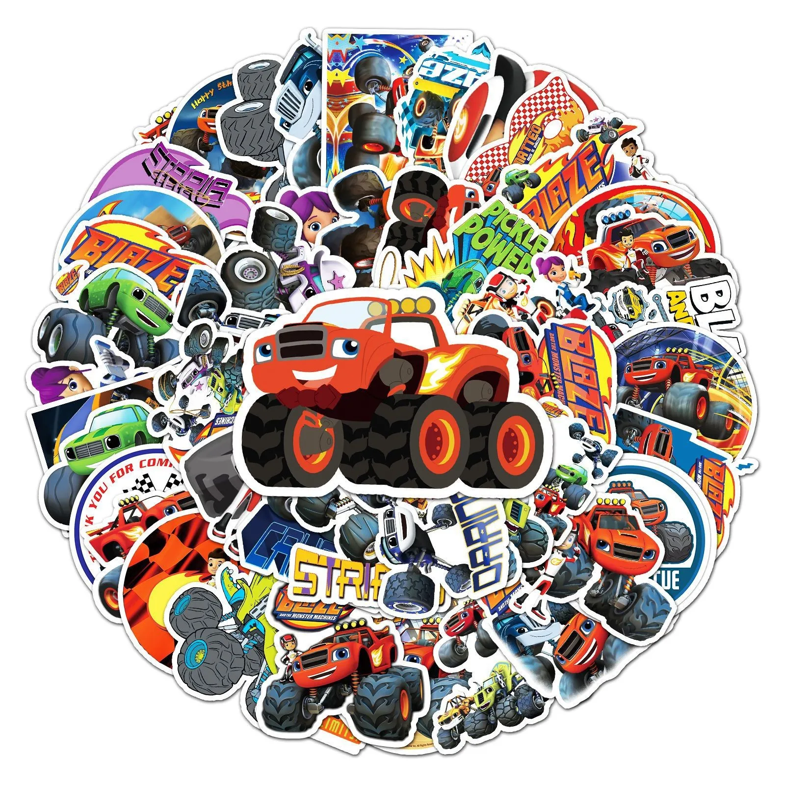 50PC Blaze Monster Machines cartoon Stickers DIY Mobile Phone Laptop Luggage Skateboard Graffiti Stickers Children\'s Gift Toy