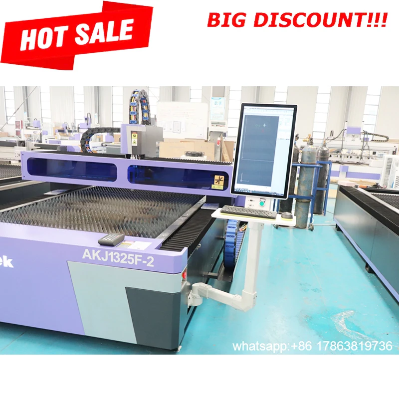 AKJ1325F-2 Steel Metal 1000W 1500W 2KW 3KW Fiber Laser Cutter Fiber And CO2 Laser Cutting Machines 1325 1530