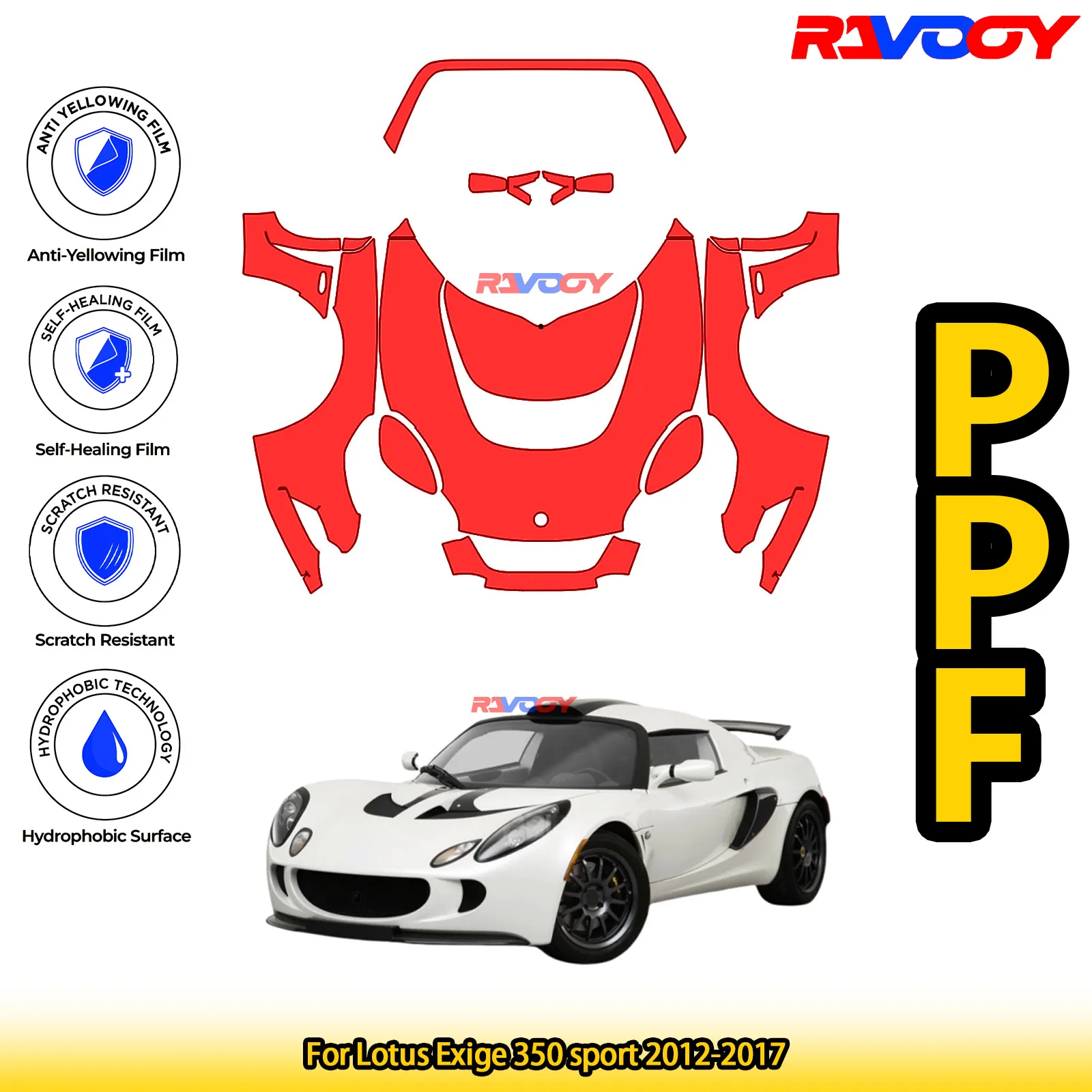 

For Lotus Exige 350 sport 2012-2017 Glossy Matte Black Precut front PPF Kit Paint Protection Film