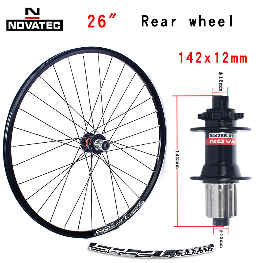 Novatec 26/27.5/29 inch mountainbike wielset D041/D442 15X100/110 12X142/148 7-11 speed 32H schijfrem Thru MTB fietswiel