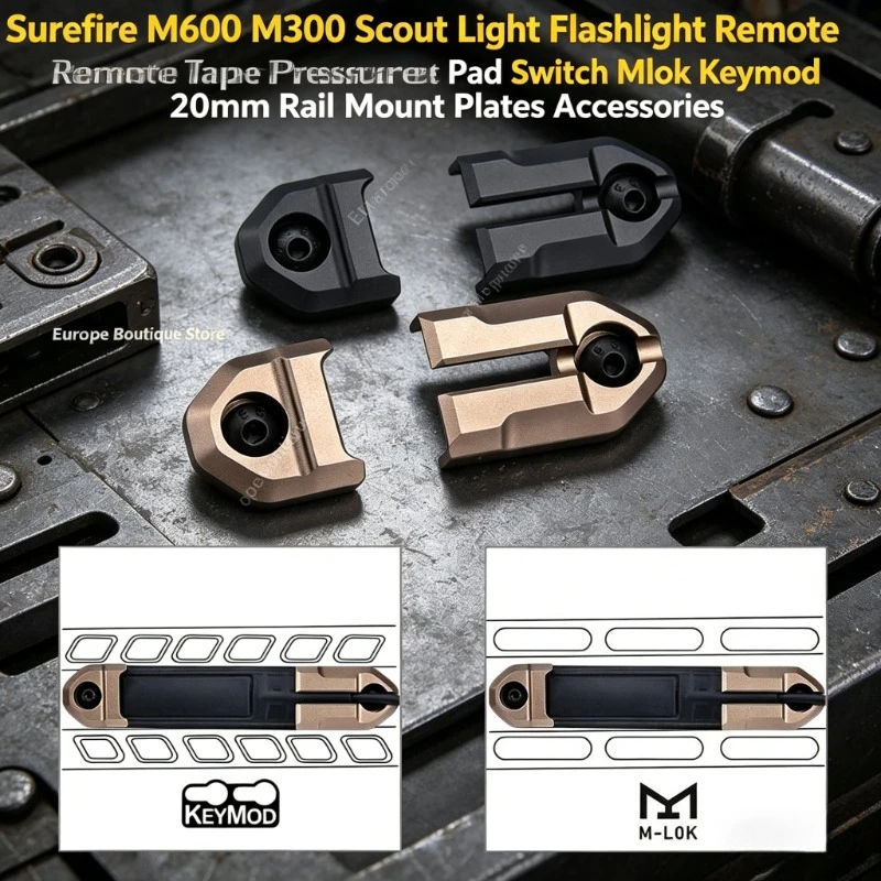 

Flashlight Pressure Pad Switch For Surefire M600 M300 Scout Light Mlok Keymod 20mm Rail Mount Base Accessories