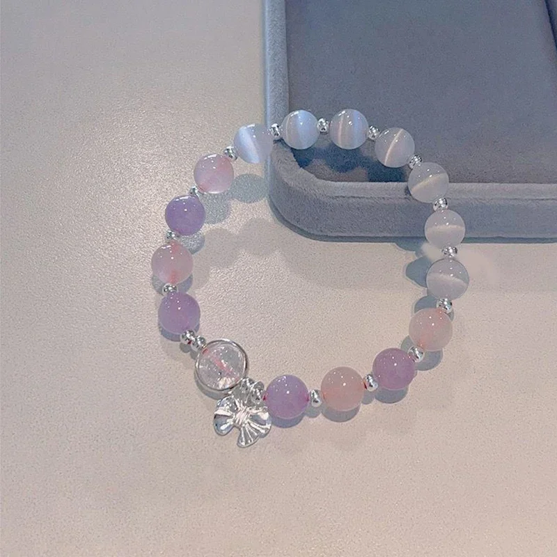Fashion Niche Design Star Chain Tassel Bracelet for Women Fantasy Blue Crystal Beads Elastic Rope Bracelet Best Friend Jewelry