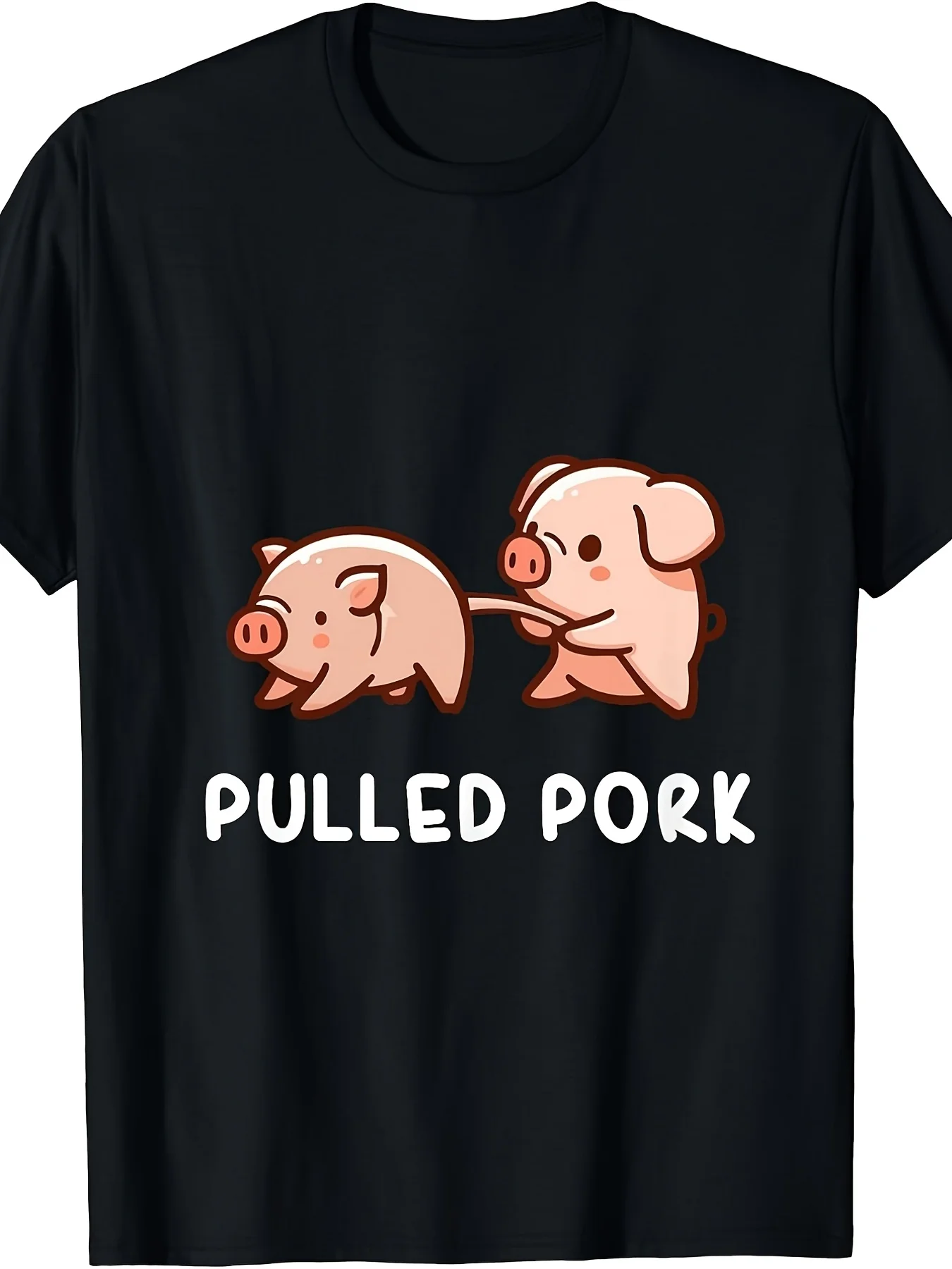 Retro Piggy Lover T-shirt | Pull Meat Barbecue Fun Piggy Quotes, Suitable for Barbecue Parties, Casual Wear, Machine Wash, Round Neck, Micro-elastic Fabric, Regular Version, Suitable for All Seasons, Retro Style