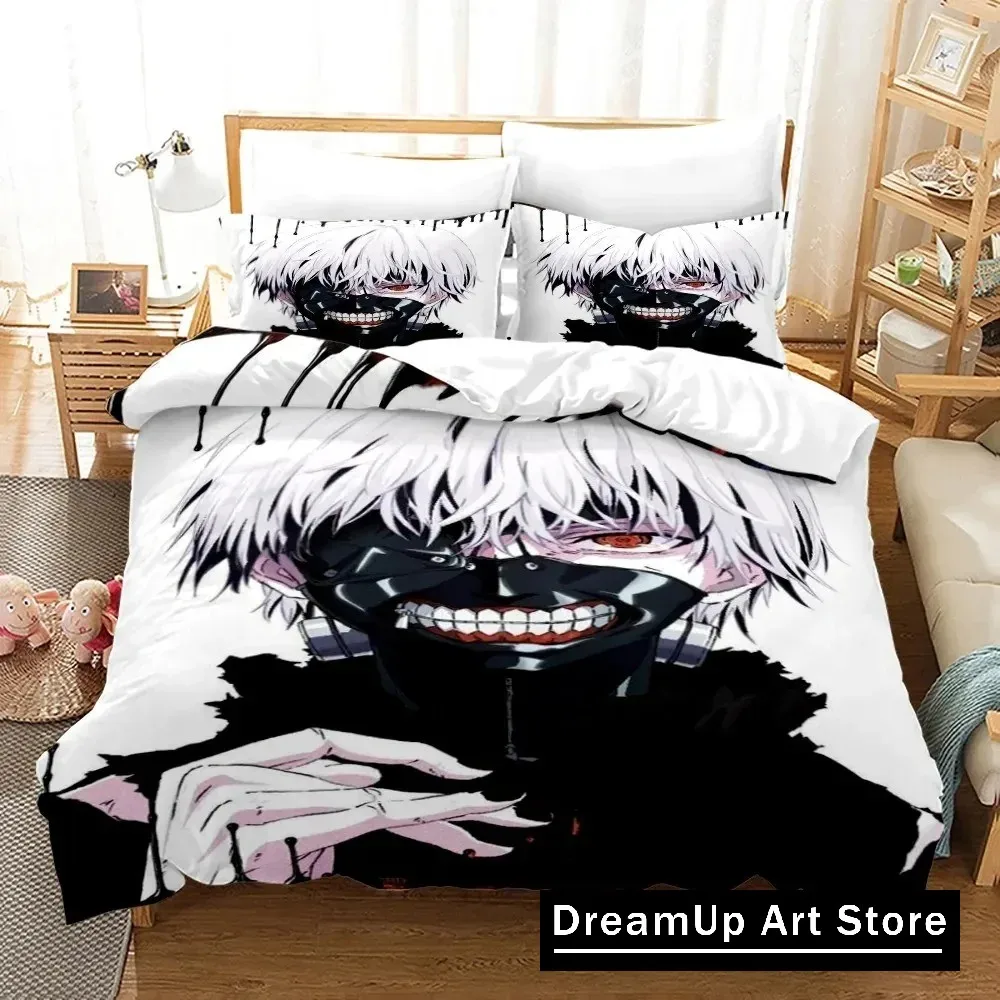 3D Print Anime Tokyo Ghoul Bedding Set Cute Quilt Cover Bed Cover With Pillowcase Twin Single Queen King Size Boys Adult Home