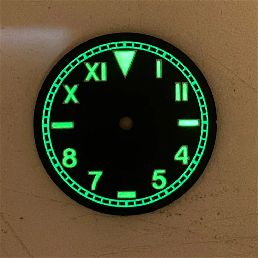 

28.5mm Watch Dial for NH35A/NH36/4R36 Movement Green Luminous Dial NH35 No Calendar Watch Face Watches Accessories